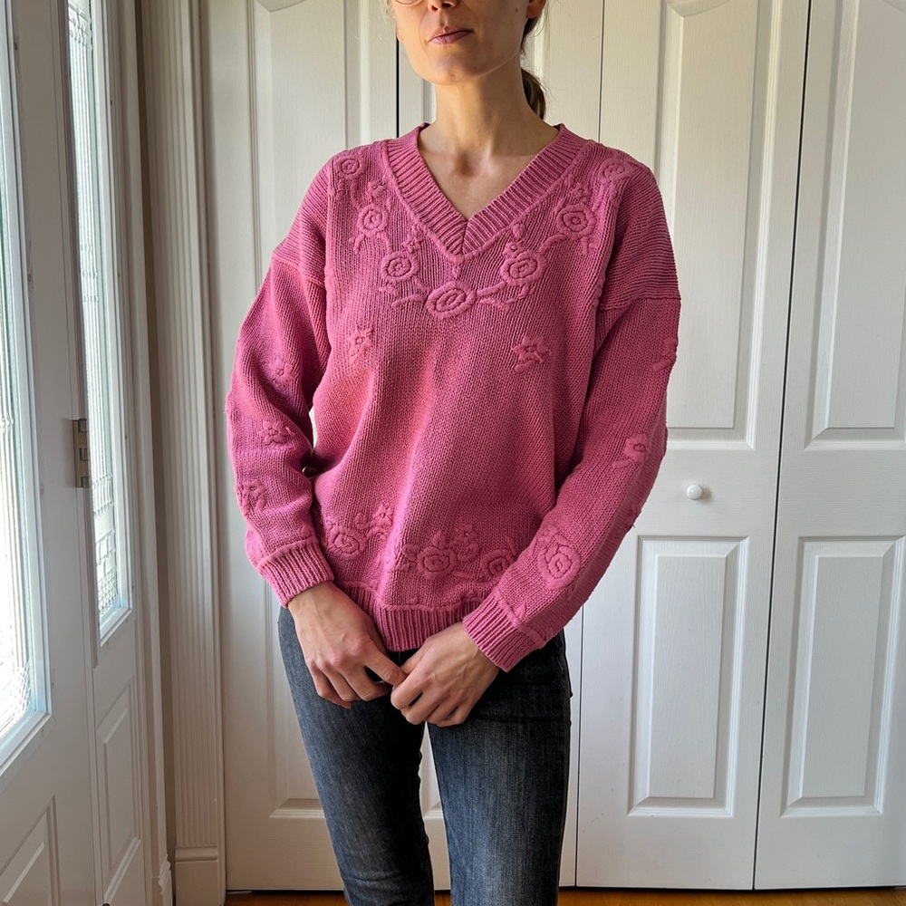 1980/1990’s Pink Floral Knit Sweater